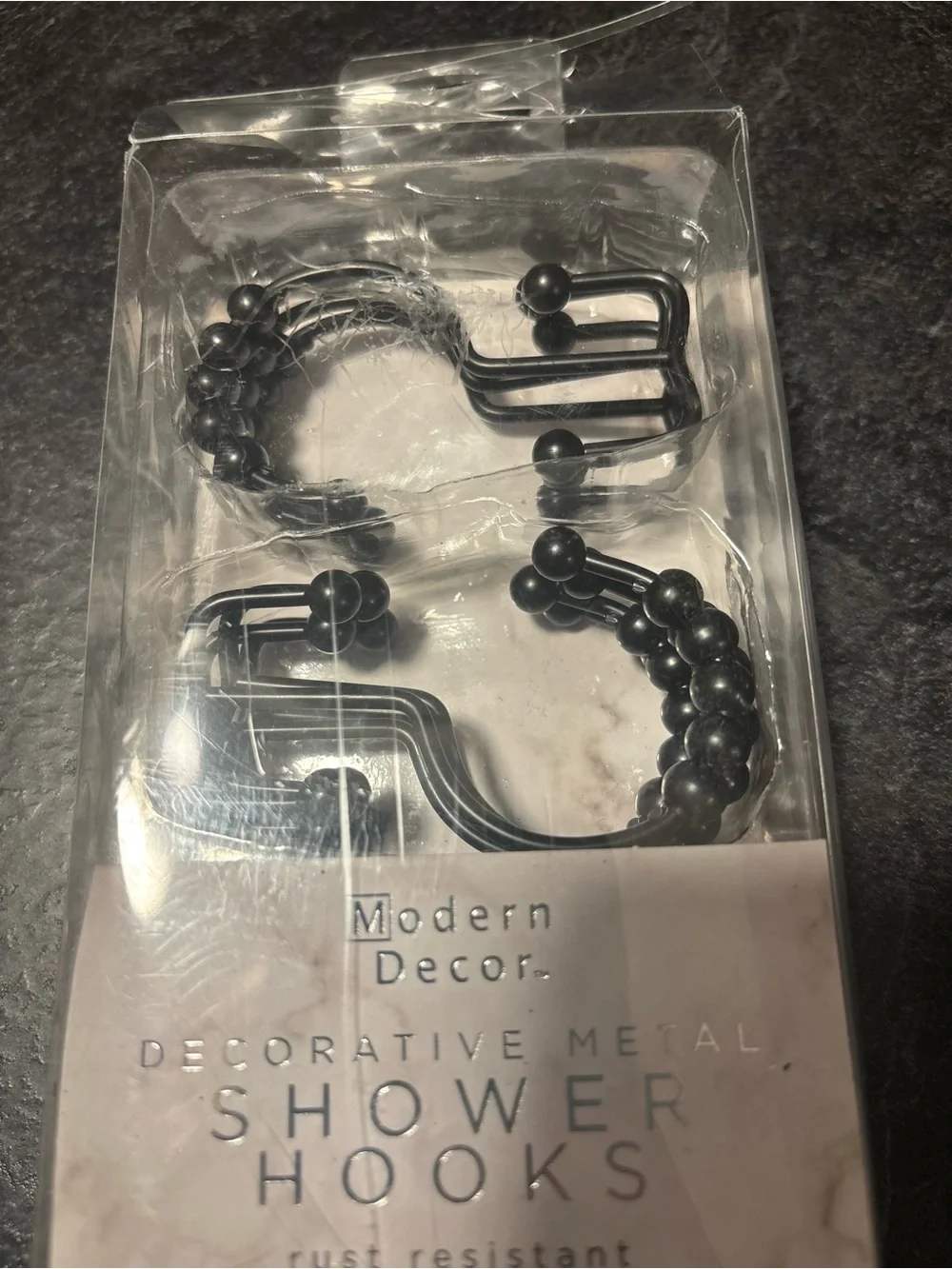 Modern Decor Decorative Metal Shower Hooks in Black - Set of 11